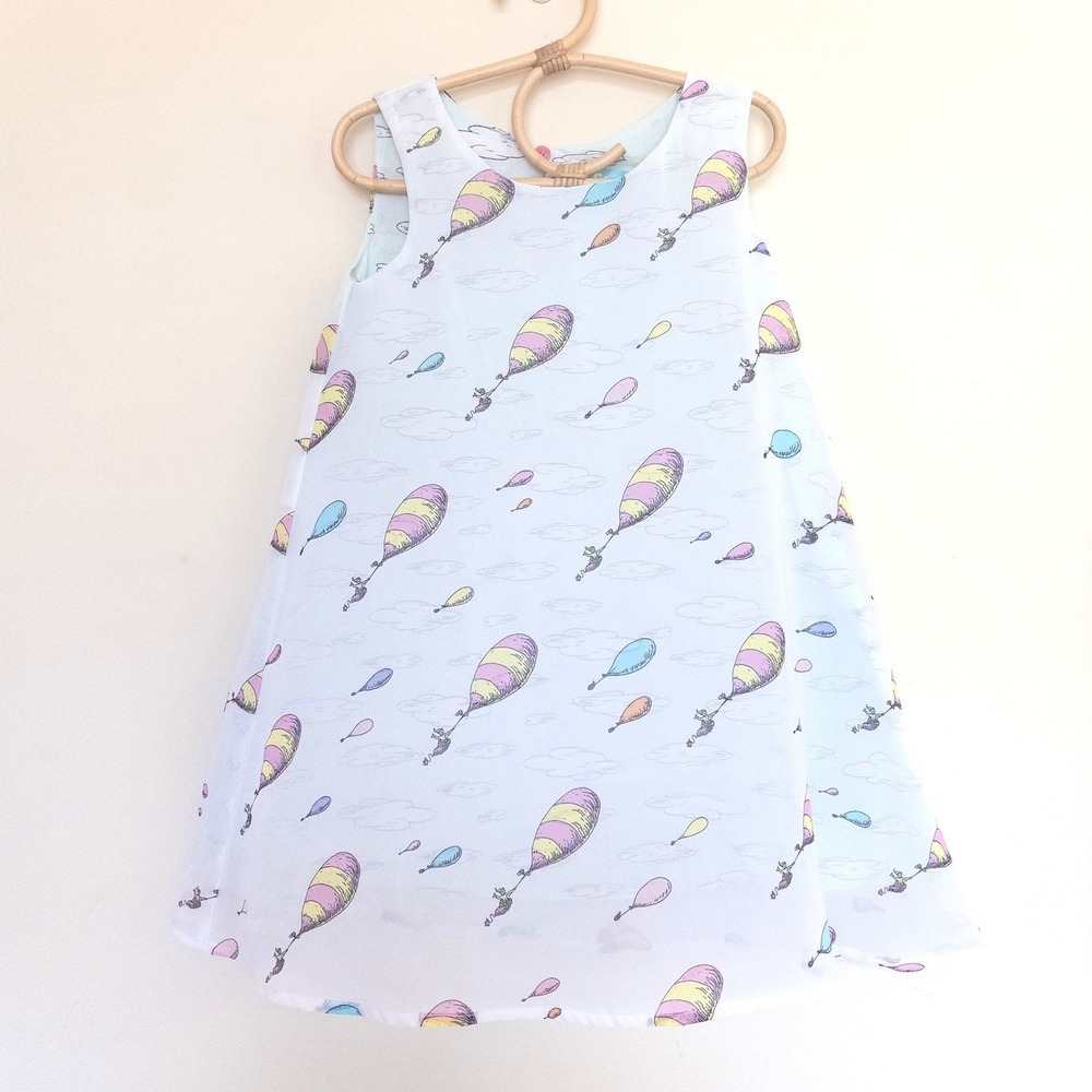 Dr. Seuss Dress Blue Oh the Places Youll Go Balloon Print Toddler Girls Size 5T